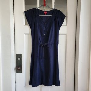 Merona Navy Linen Blend Midi Dress, Sz 4